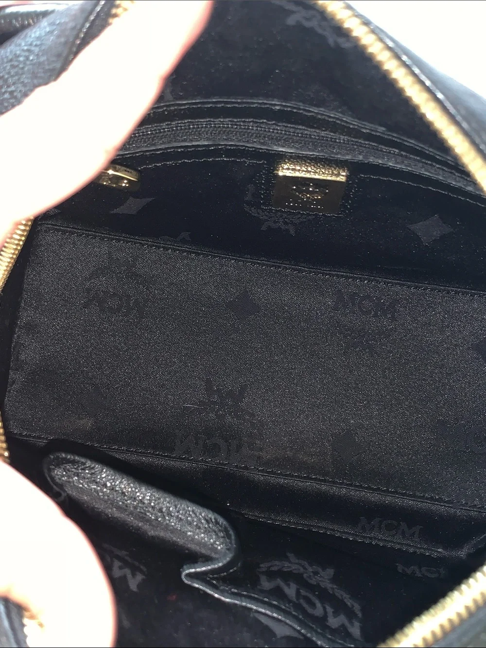 GUC MCM Vintage Studded Black Pebble Leather Satchel